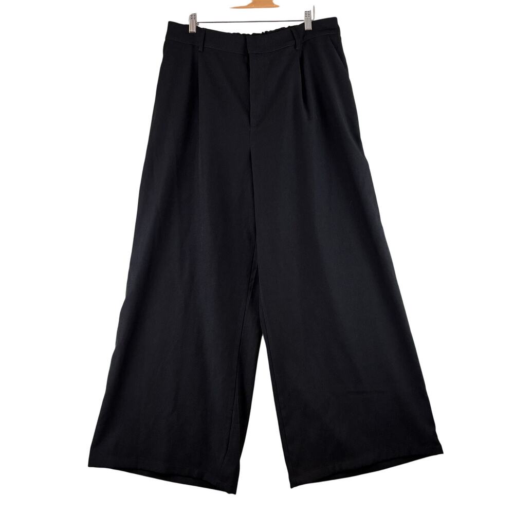 Cider Wide Leg Dress Pants Women 1X Black Career Minimalist Stretch Pockets NWOT